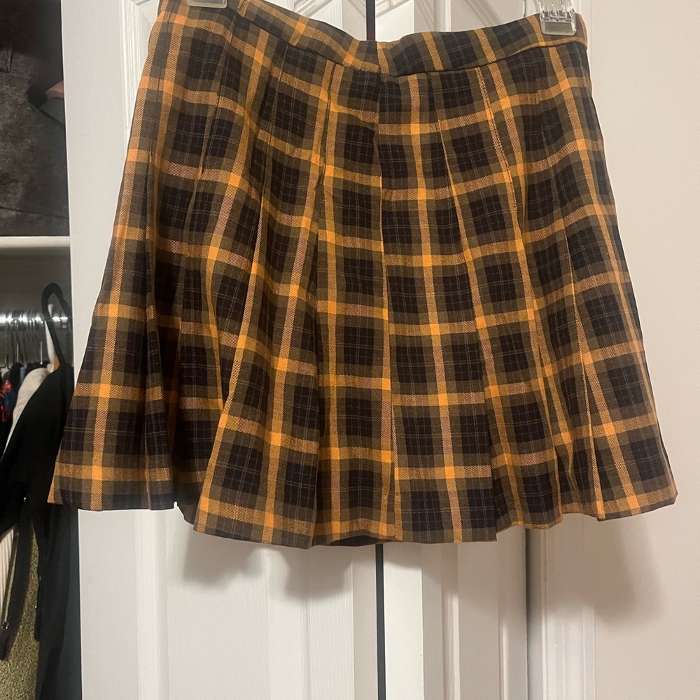 English Factory Black and Gold Mini Skater Skirt